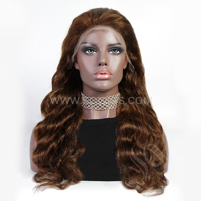 #4 Color Body 13*4 Lace Front Wigs 130% Density Lace Wigs Virgin Human Hair Natural Hairline