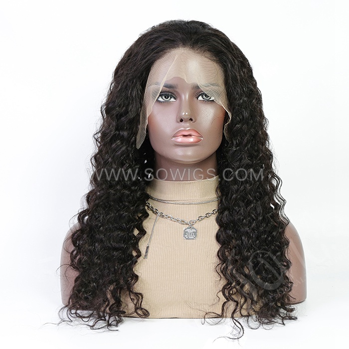 Deep Wave 13*4 Lace Front Wigs 130% Density Lace Wigs Virgin Human Hair Natural Color Natural Hairline