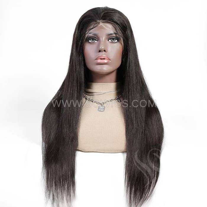 130% Density 13*4 Lace Frontal Wigs Straight Hair Virgin Human Hair Natural Color