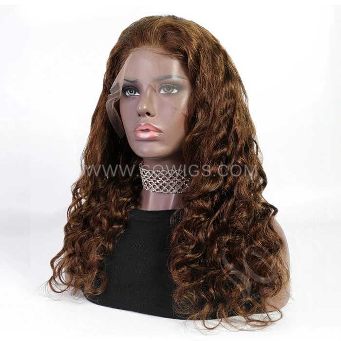 #4 Color Loose Wave 13*4 Lace Front Wigs 130% Density Lace Wigs Virgin Human Hair Natural Hairline