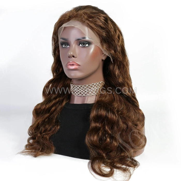 #4 Color Body 13*4 Lace Front Wigs 130% Density Lace Wigs Virgin Human Hair Natural Hairline