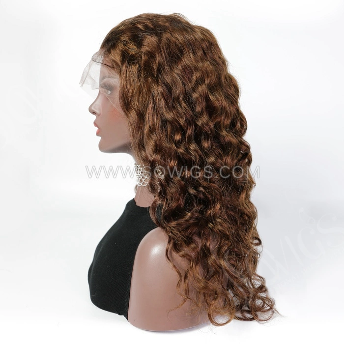 #4 Color Loose Wave 13*4 Lace Front Wigs 130% Density Lace Wigs Virgin Human Hair Natural Hairline