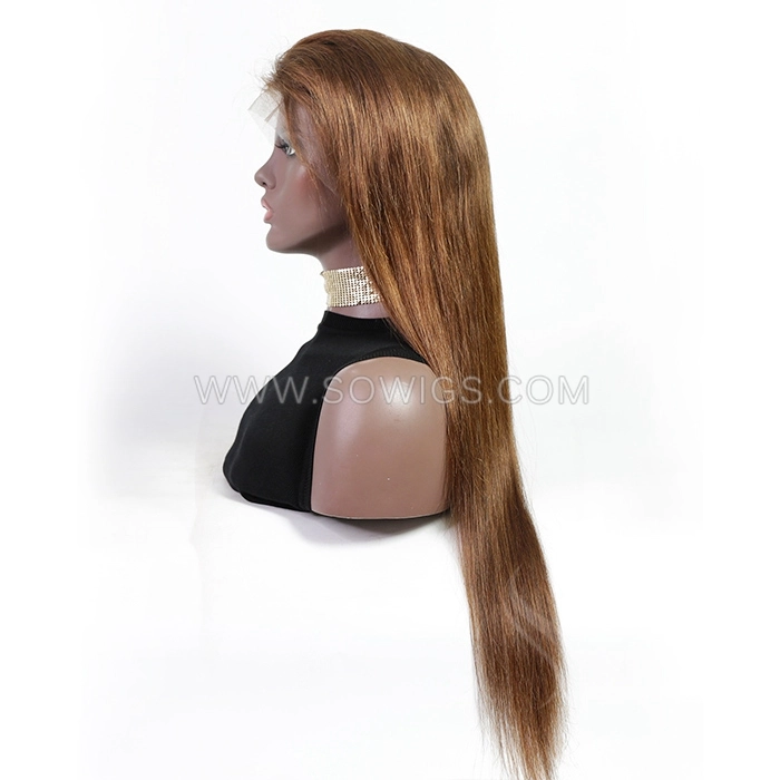 #4 Color Straight Hair 13*4 Lace Front Wigs 130% Density Lace Wigs Virgin Human Hair Natural Hairline