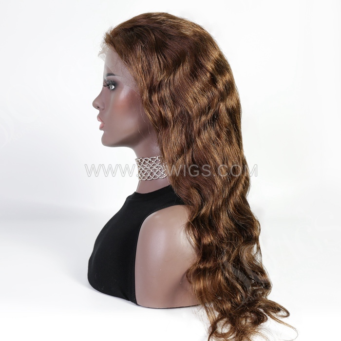 #4 Color Body 13*4 Lace Front Wigs 130% Density Lace Wigs Virgin Human Hair Natural Hairline