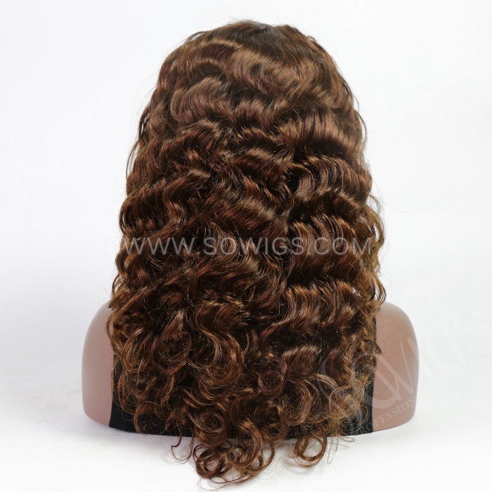 #4 Color Loose Wave 13*4 Lace Front Wigs 130% Density Lace Wigs Virgin Human Hair Natural Hairline