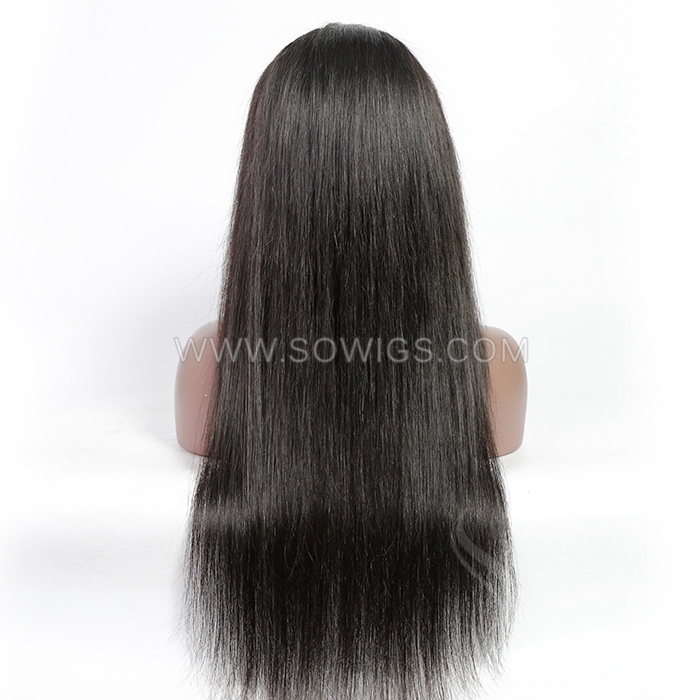 Bang Full Machine Made Wigs 130% 300% Density Virgin Human Hair Natural Color