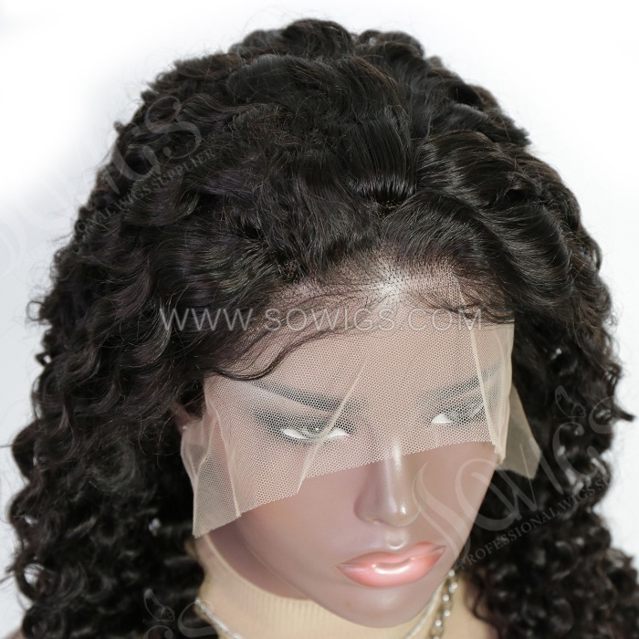 Italian Curly 13*4 Lace Front Wigs 130% Density Lace Wigs Virgin Human Hair Natural Color Natural Hairline