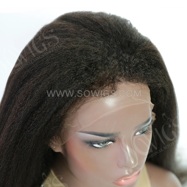 Kinky Straight 13*4 Lace Front Wigs 130% Density Lace Wigs Virgin Human Hair Natural Color Natural Hairline