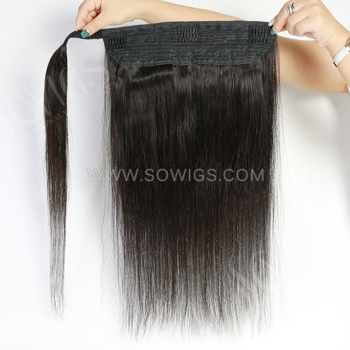 29x7cm Innovate Ponytail Wrap Around with 3 Clip Ins 100% Unprocessed Virgin Human Hair Natural Color