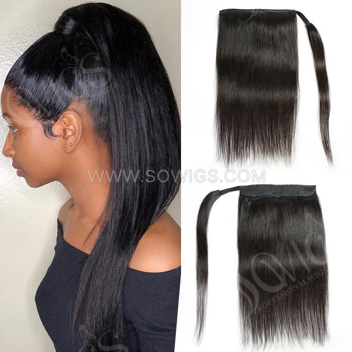 29x7cm Big Ponytail Wrap Around with 3 Clip Ins 100% Unprocessed Virgin Human Hair Natural Color