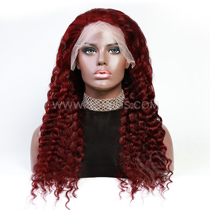 99J Color 13*4 Lace Front Wigs 180% Density Lace Wigs Virgin Human Hair Natural Hairline