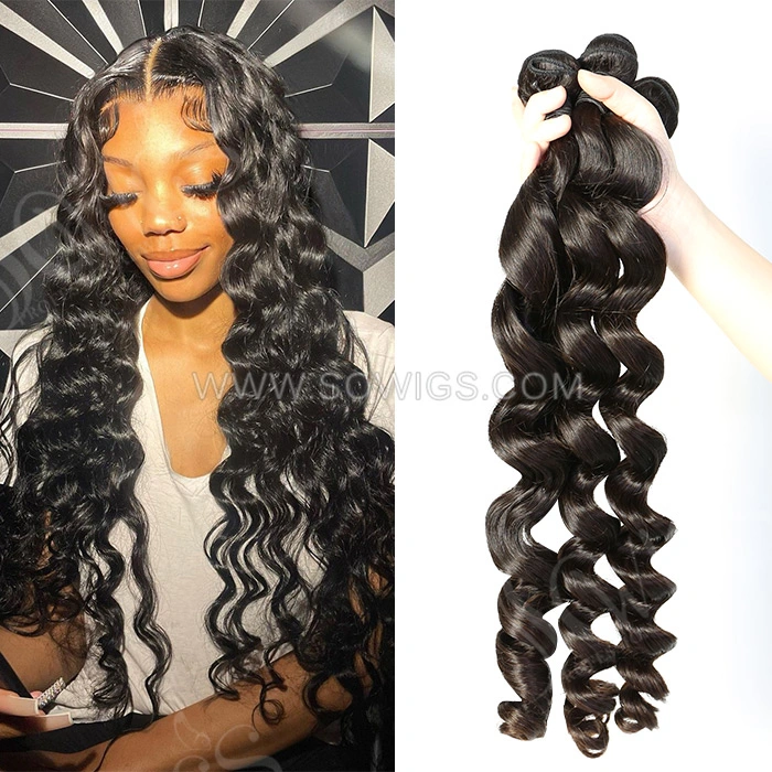 3 Bundles Loose Wave 100% Unprocessed Virgin Human Hair Extensions Double Weft Sowigs Hair Natural Color