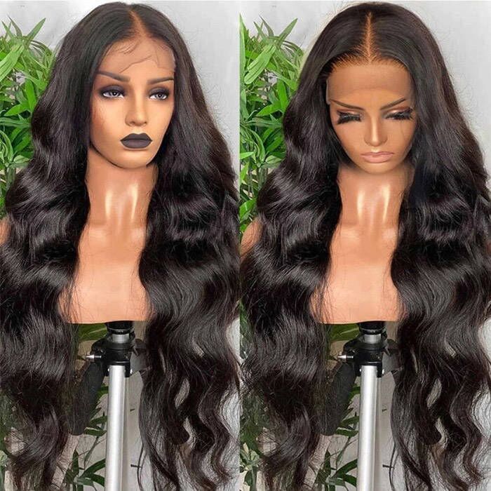 Body Wave 13*4 Lace Front Wigs 130% Density Lace Wigs Virgin Human Hair Natural Color Natural Hairline