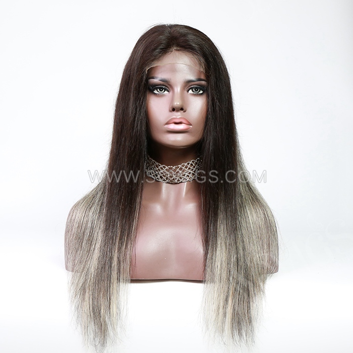 Highlighted Wig 180% Density 4*4 Lace Closure Wigs Straight Hair Virgin Human Hair