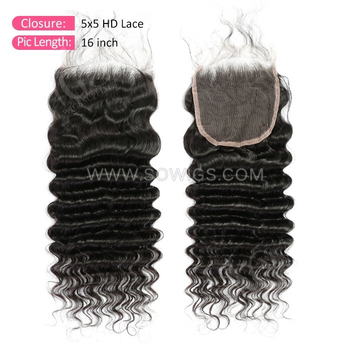 HD Lace Swiss 5*5 Lace Closure Pre plucked Lightly Bleached 100% Unprocessed Human Hair