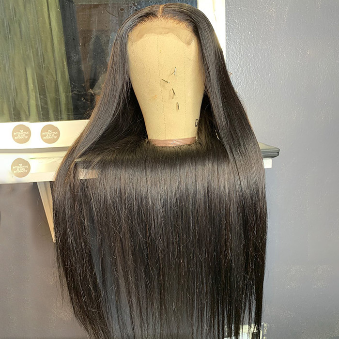 Straight Hair 13*4 Lace Front Wigs 180% Density Lace Wigs Virgin Human Hair Natural Color Natural Hairline