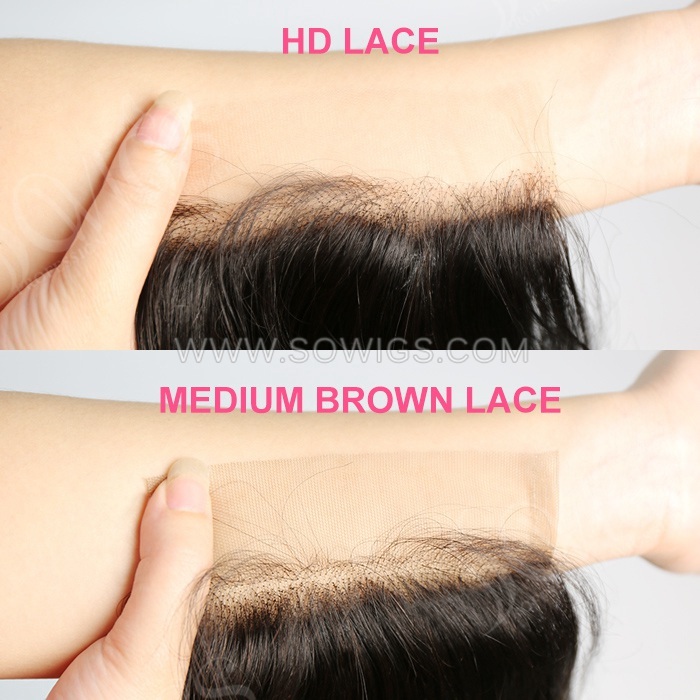 HD Lace Swiss 5*5 Lace Closure Pre plucked Lightly Bleached 100% Unprocessed Human Hair