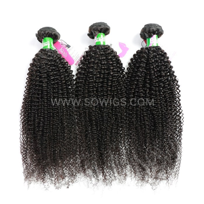 3 Bundles Kinky Curly 100% Unprocessed Virgin Human Hair Extensions Double Weft Sowigs Hair Natural Color