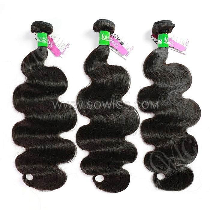 3 Bundles Body Wave 100% Unprocessed Virgin Human Hair Extensions Double Weft Sowigs Hair Natural Color