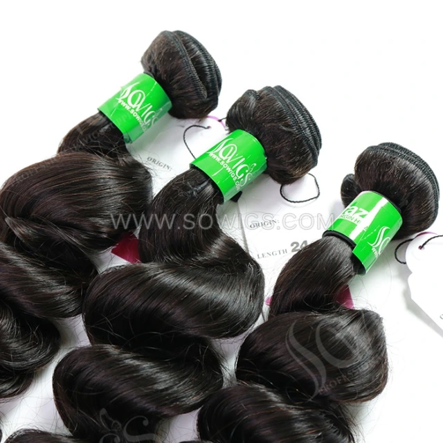 3 Bundles Loose Wave 100% Unprocessed Virgin Human Hair Extensions Double Weft Sowigs Hair Natural Color