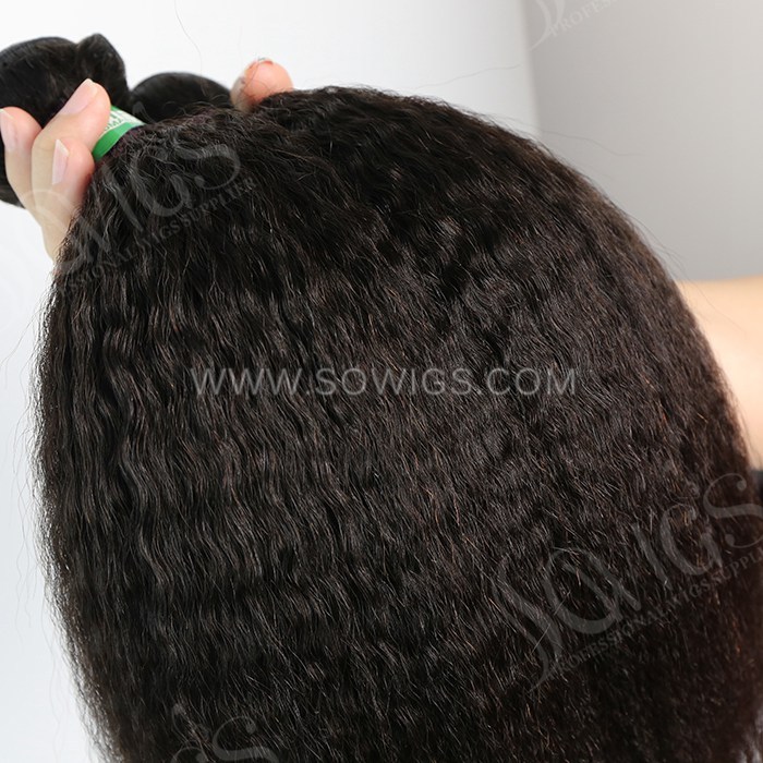 1 Bundle Kinky Straight 100% Unprocessed Virgin Human Hair Extensions Double Weft Sowigs Hair