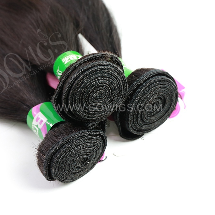 3 Bundles Straight 100% Unprocessed Virgin Human Hair Extensions Double Weft Sowigs Hair Natural Color
