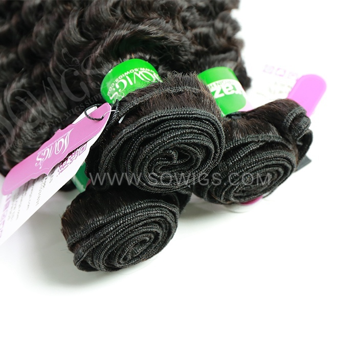 3 Bundles Deep Curly 100% Unprocessed Virgin Human Hair Extensions Double Weft Sowigs Hair Natural Color