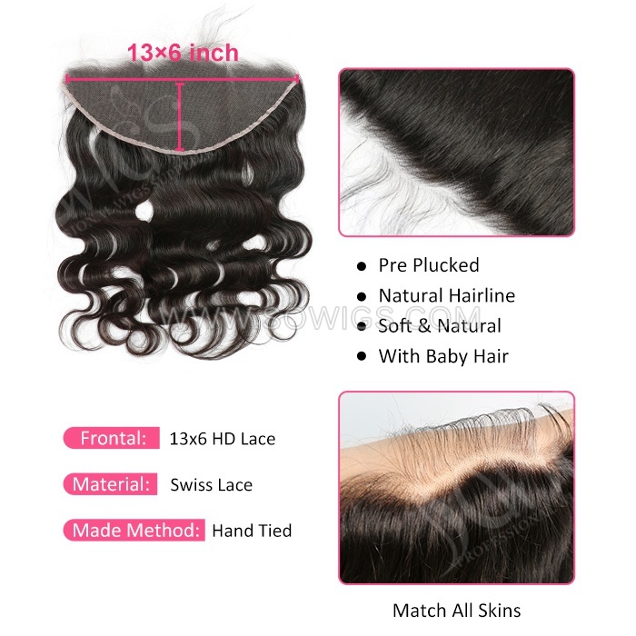 HD Lace Swiss 13*6 Lace Frontal Pre plucked Lightly Bleached 100% Unprocessed Human Hair