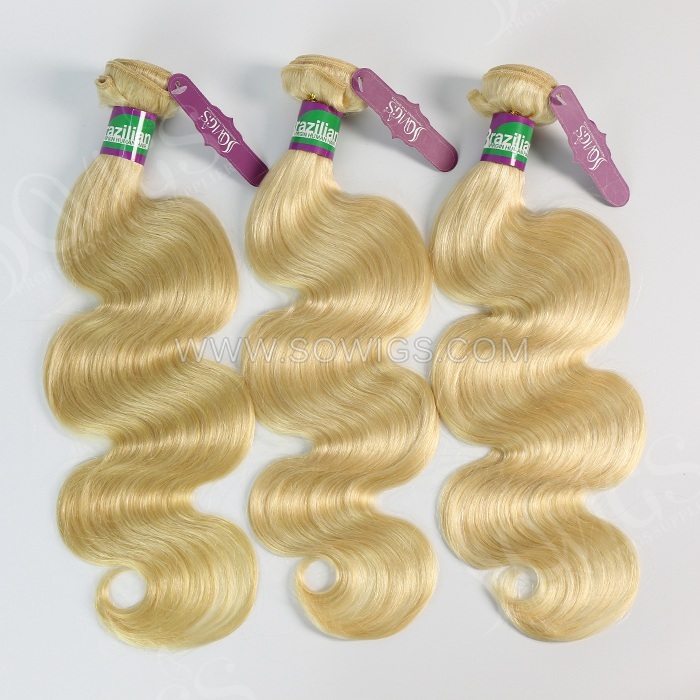 3 Bundles 613 Color Body Wave 100% Unprocessed Virgin Human Hair Extensions Double Weft Sowigs Hair