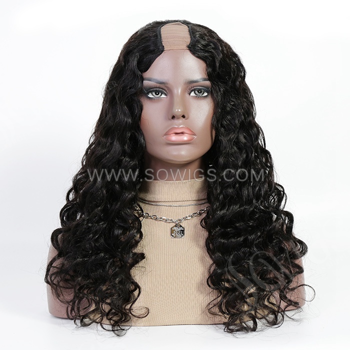 Loose Wave U Part Wigs V Part Wigs 130% & 300% Density 100% Unprocessed Virgin Human Hair Natural Color