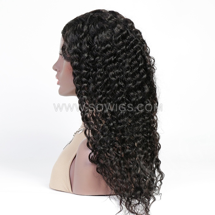 U Part Wigs V Part Wigs 150% Density 200% Density Deep Wave Virgin Human Hair Natural Color