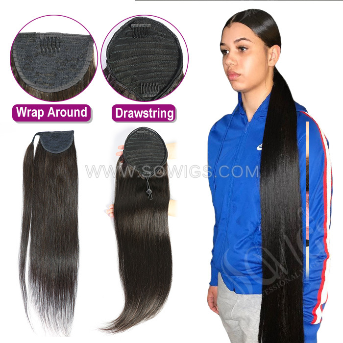 Drawstring Ponytail with Clips hold Stronger 100% Unprocessed Virgin Human Hair
