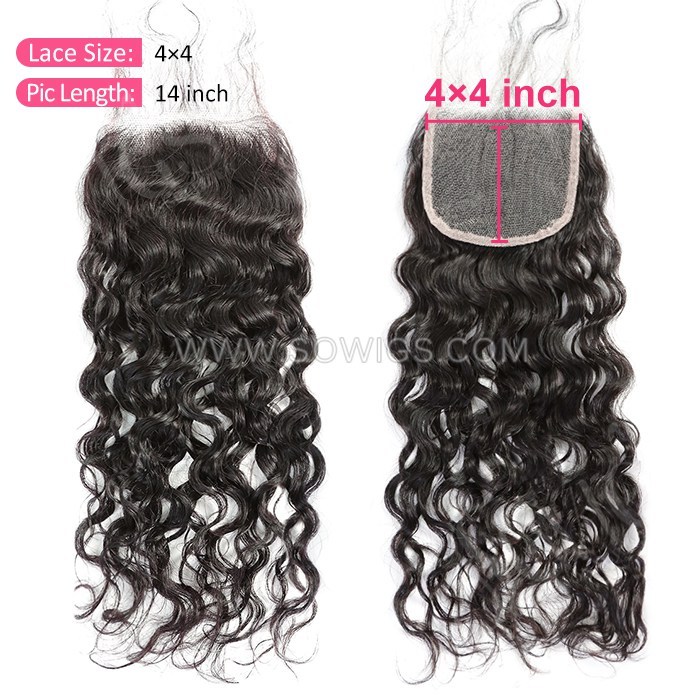 4*4 Lace Closure Natural Wave Hairline Pre plucked Knots Lightly Bleached 100% Unprocessed Human Hair