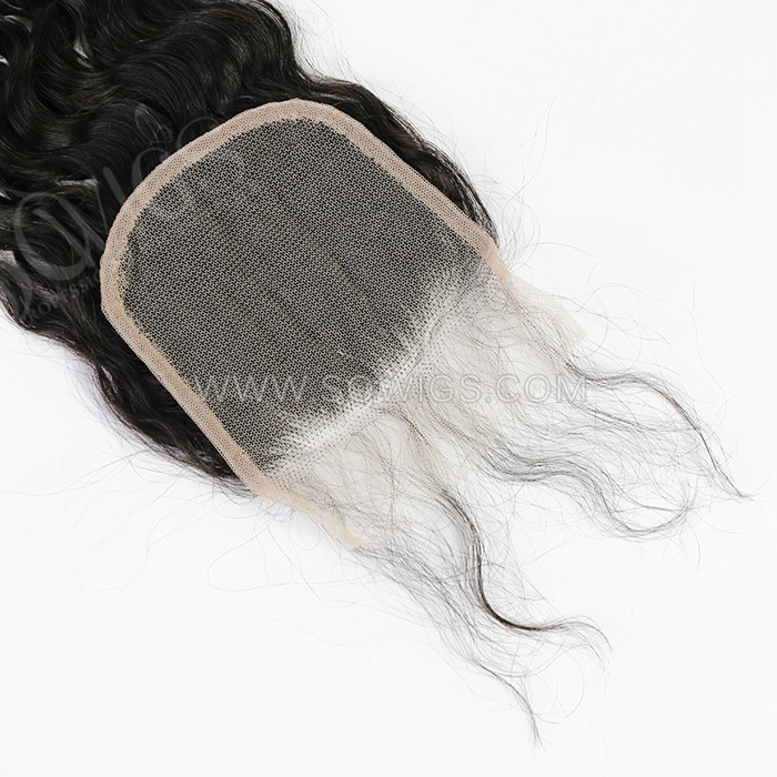 4*4 Lace Closure Natural Wave Hairline Pre plucked Knots Lightly Bleached 100% Unprocessed Human Hair