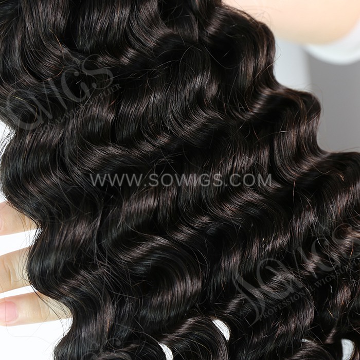 4*4 Lace Closure Deep Wave Hairline Pre plucked Knots Lightly Bleached 100% Unprocessed Human Hair