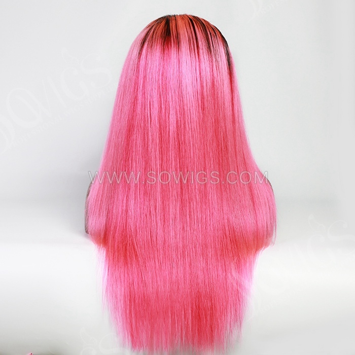 Pink Color 13*4 Lace Front Wigs Straight Hair 180% Density Lace Wigs Virgin Human Hair Natural Hairline
