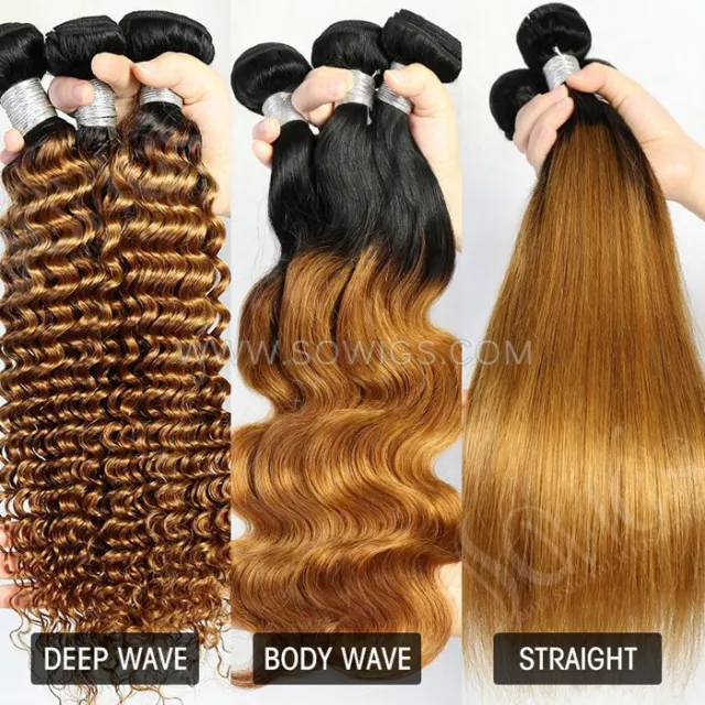 1 Bundle T1B/30 Ombre Color 100% Unprocessed Virgin Human Hair Extensions Double Weft Sowigs Hair