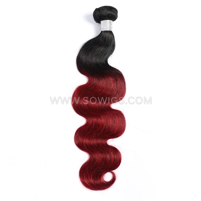 1 Bundle T1B/Burgundy Ombre Color Straight 100% Unprocessed Virgin Human Hair Extensions Double Weft Sowigs Hair