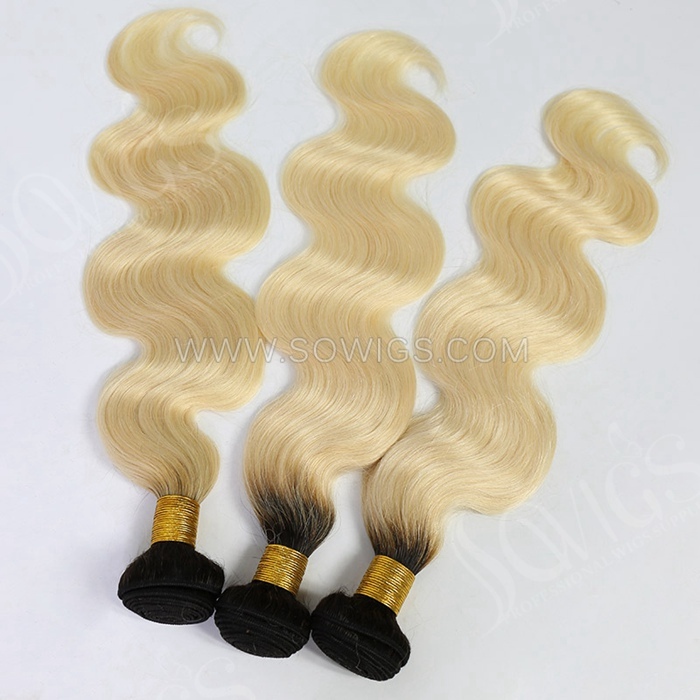 1 Bundle T1B/613 Ombre Color Straight 100% Unprocessed Virgin Human Hair Extensions Double Weft Sowigs Hair