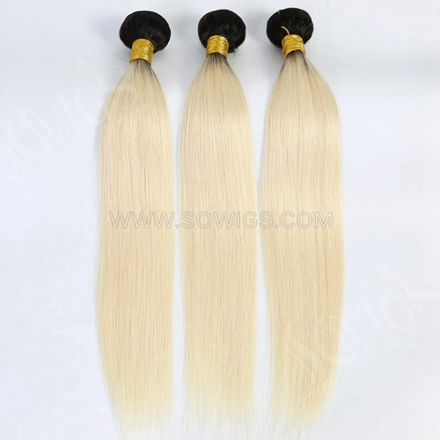 1 Bundle T1B/613 Ombre Color Straight 100% Unprocessed Virgin Human Hair Extensions Double Weft Sowigs Hair