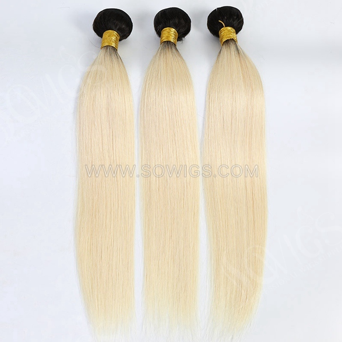 1 Bundle T1B/613 Ombre Color Straight 100% Unprocessed Virgin Human Hair Extensions Double Weft Sowigs Hair