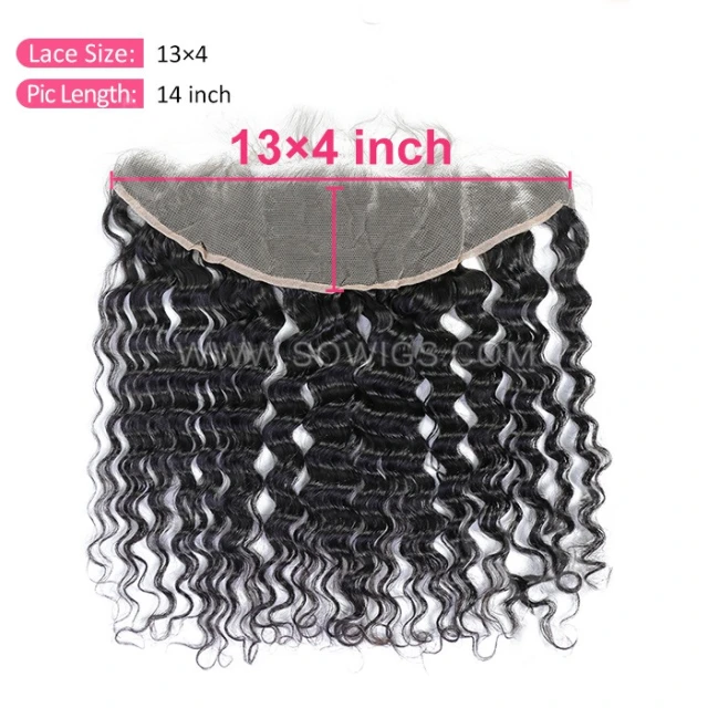 13*4 Lace Frontal Ear To Ear Deep Wave Hairline Pre plucked Knots Lightly Bleached 100% Unprocessed Human Hair