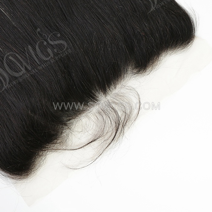 13*4 Lace Frontal Ear To Ear Straight Hairline Pre plucked Knots Lightly Bleached 100% Unprocessed Human Hair