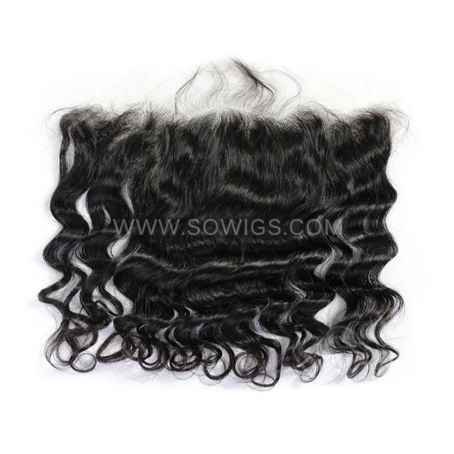 13*4 Lace Frontal Ear To Ear Loose Wave Hairline Pre plucked Knots Lightly Bleached 100% Unprocessed Human Hair