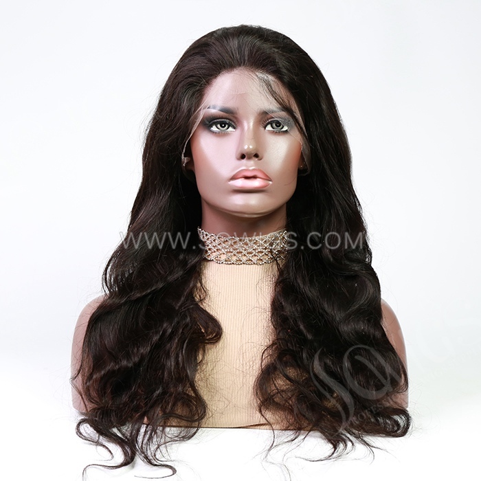 HD Full Lace Wigs 130% Density Pre Plucked Virgin Human Hair Natural Color