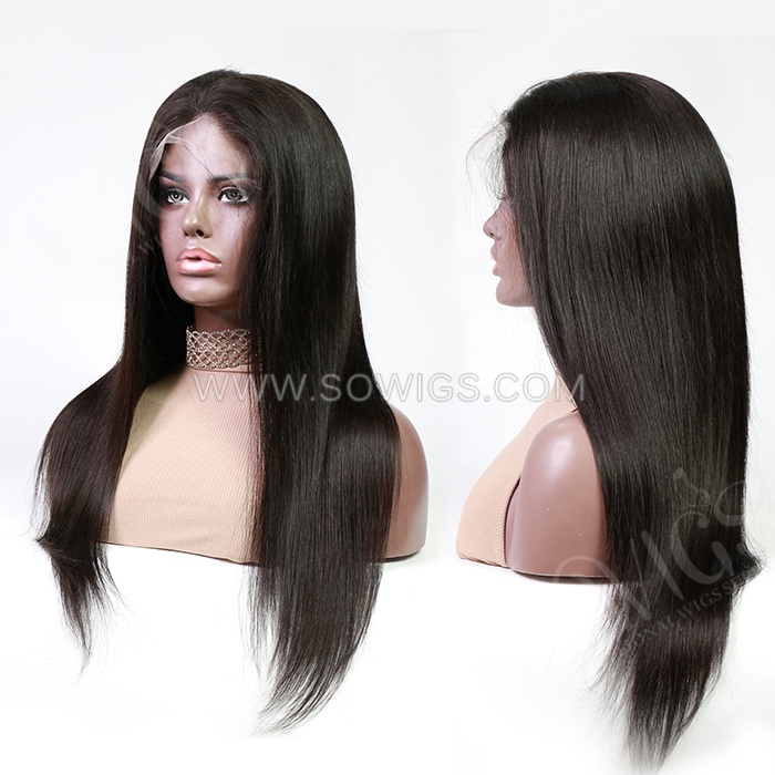 HD Full Lace Wigs 130% Density Pre Plucked Virgin Human Hair Natural Color