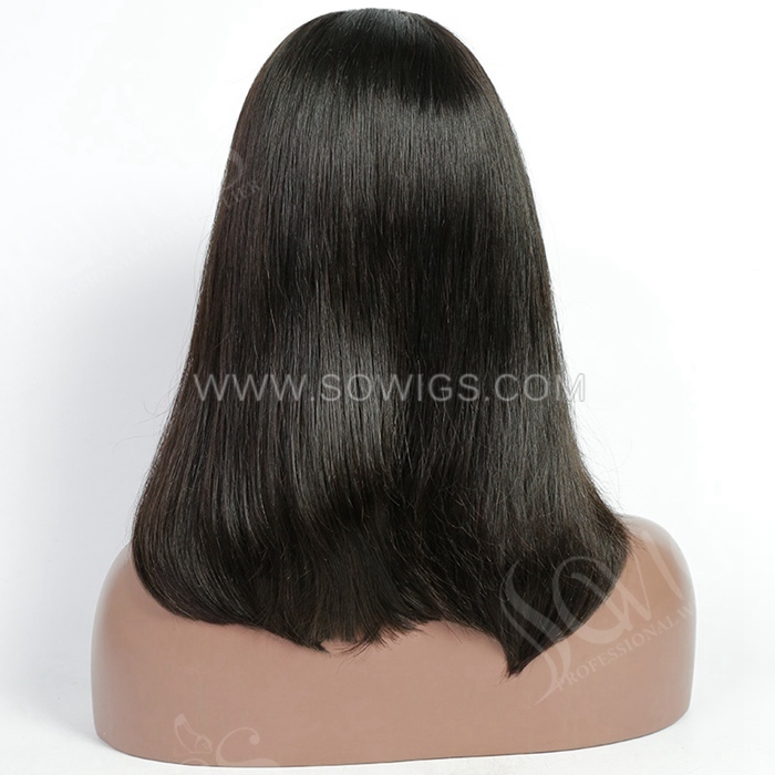 Straight Hair Bob Wigs 13*1 Lace Front Wigs 130% Density Virgin Human Hair Natural Color Natural Hairline