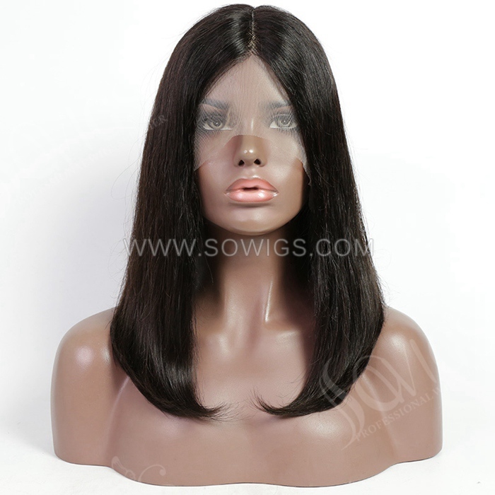 Straight Hair Bob Wigs 13*1 Lace Front Wigs 130% Density Virgin Human Hair Natural Color Natural Hairline