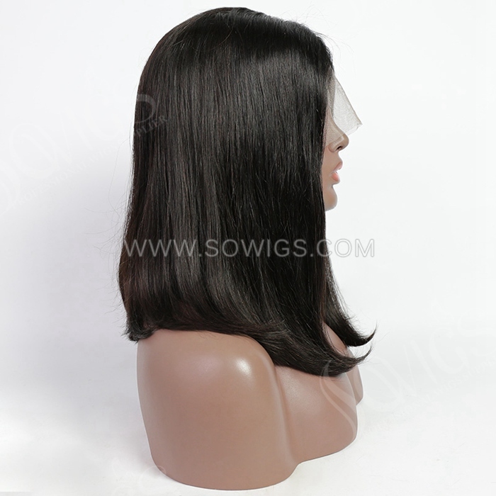 Straight Hair Bob Wigs 13*1 Lace Front Wigs 130% Density Virgin Human Hair Natural Color Natural Hairline