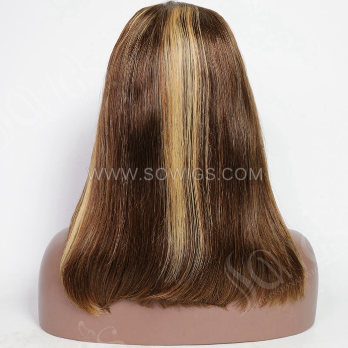 P4/27 Color Straight Color Bob Wigs 13*1 Lace Front Wigs 150% Density Virgin Human Hair Natural Hairline